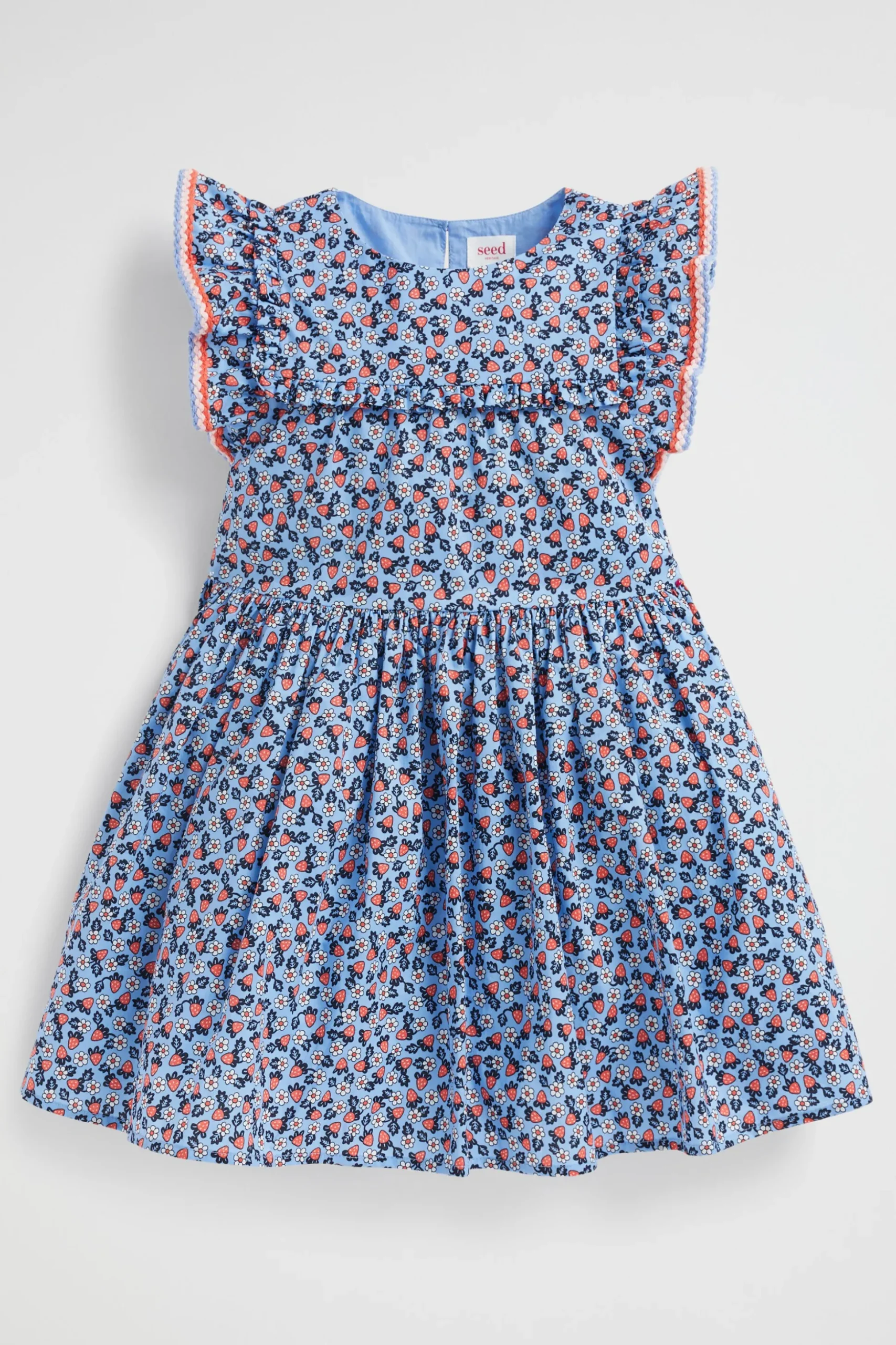 Seed Heritage Dresses-Crochet Trim Ditsy Dress Periwinkle