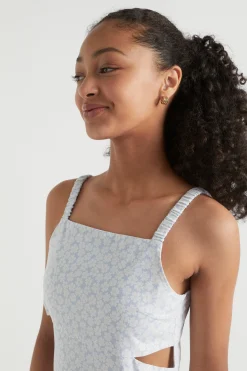 Seed Heritage Dresses-Cut-Out Dress Sky Blue