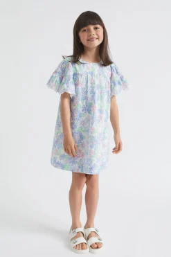 Seed Heritage Dresses-Cutwork Floral Dress Baby Blue