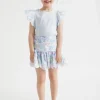 Seed Heritage Skirts-Cutwork Floral Skirt Baby Blue