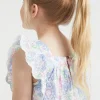 Seed Heritage T-Shirts & Tops-Cutwork Floral Top Baby Blue