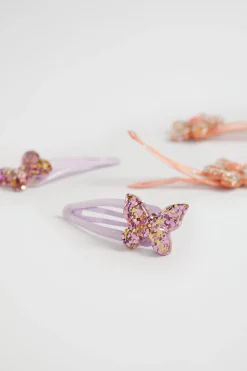 Seed Heritage Hair Accessories-Daisy And Butterfly Snap Pack Multi
