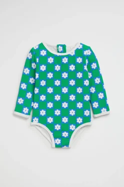 Seed Heritage Swimwear-Daisy Check Rashsuit Pea Green