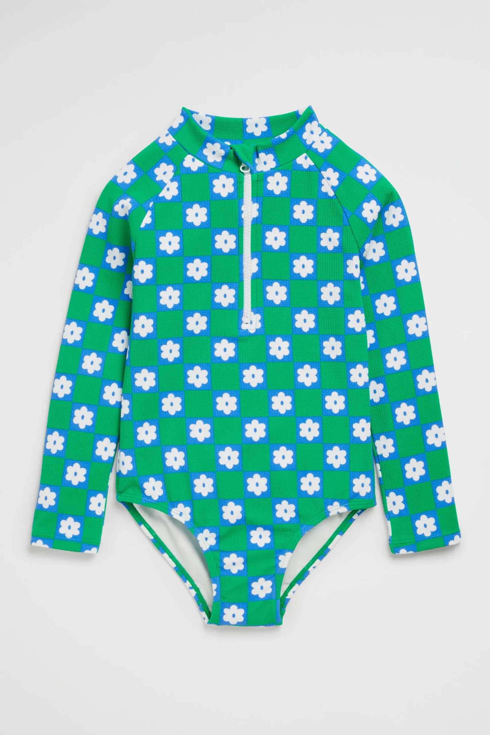 Seed Heritage Swimwear-Daisy Check Rashsuit Pea Green