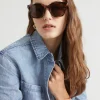 Seed Heritage Sunglasses & Glasses-Danielle D Frame Sunglasses Dark Tort