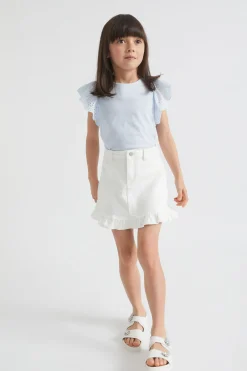Seed Heritage Skirts-Denim Frill Skirt Vintage White Wash
