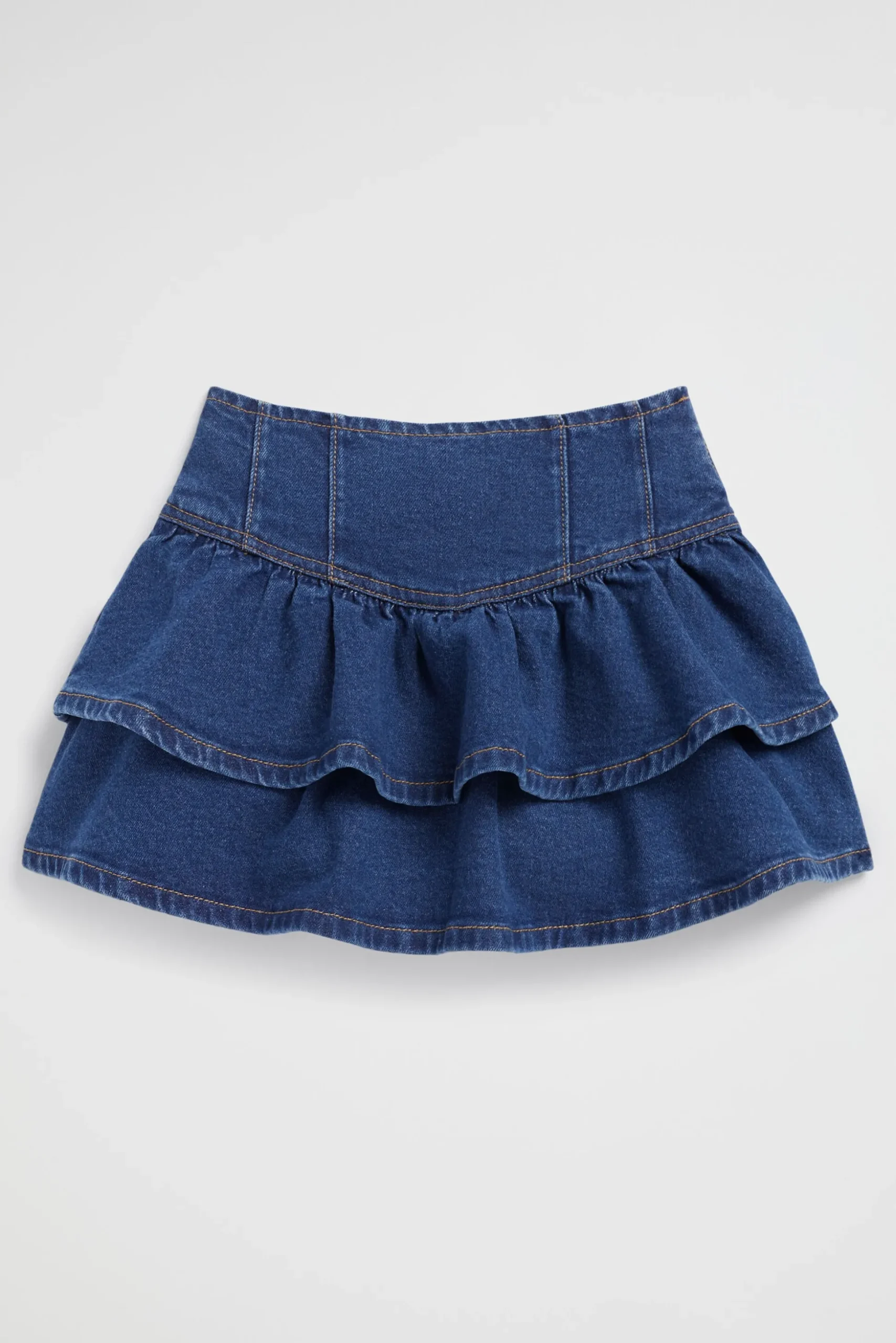 Seed Heritage Skirts-Denim Frill Skirt Indigo
