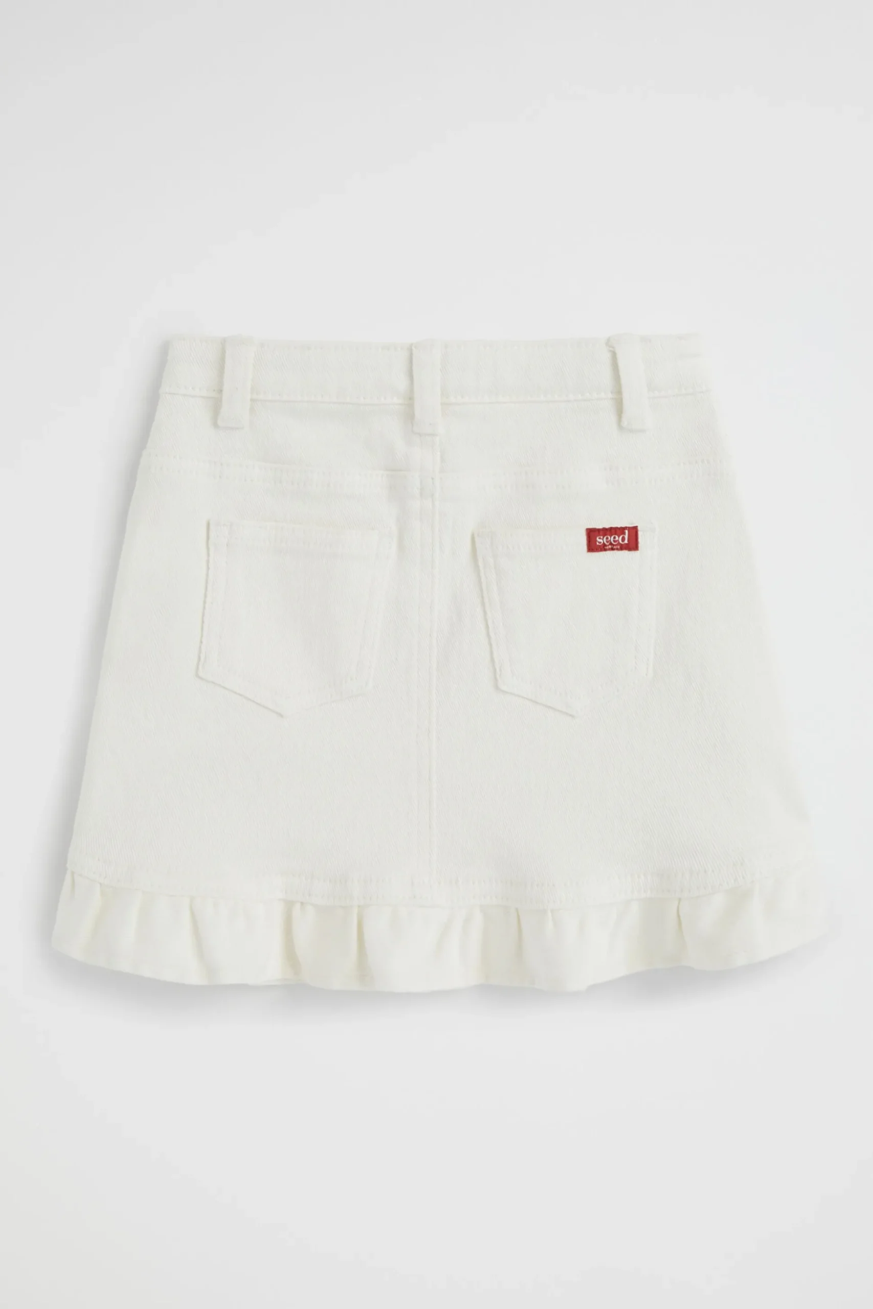Seed Heritage Skirts-Denim Frill Skirt Vintage White Wash