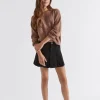 Seed Heritage Skirts-Denim Pleat Skirt Black Wash
