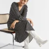 Seed Heritage Dresses-Diamond Geo Midi Dress Midnight Sky Geo