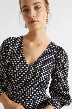 Seed Heritage Dresses-Diamond Geo Midi Dress Midnight Sky Geo