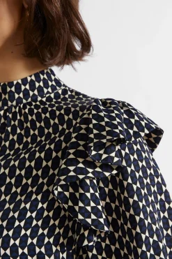 Seed Heritage Dresses-Diamond Geo Mini Dress Midnight Sky Geo