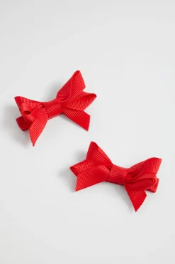 Seed Heritage Hair Accessories-Double Bow Clips Super Red