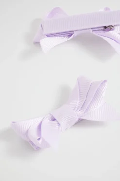 Seed Heritage Hair Accessories-Double Bow Clips Orchid