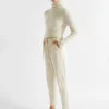 Seed Heritage Pants-Elasticated Tapered Leg Pant Vanilla Cream