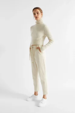 Seed Heritage Pants-Elasticated Tapered Leg Pant Vanilla Cream
