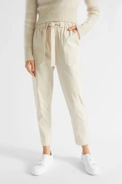 Seed Heritage Pants-Elasticated Tapered Leg Pant Vanilla Cream
