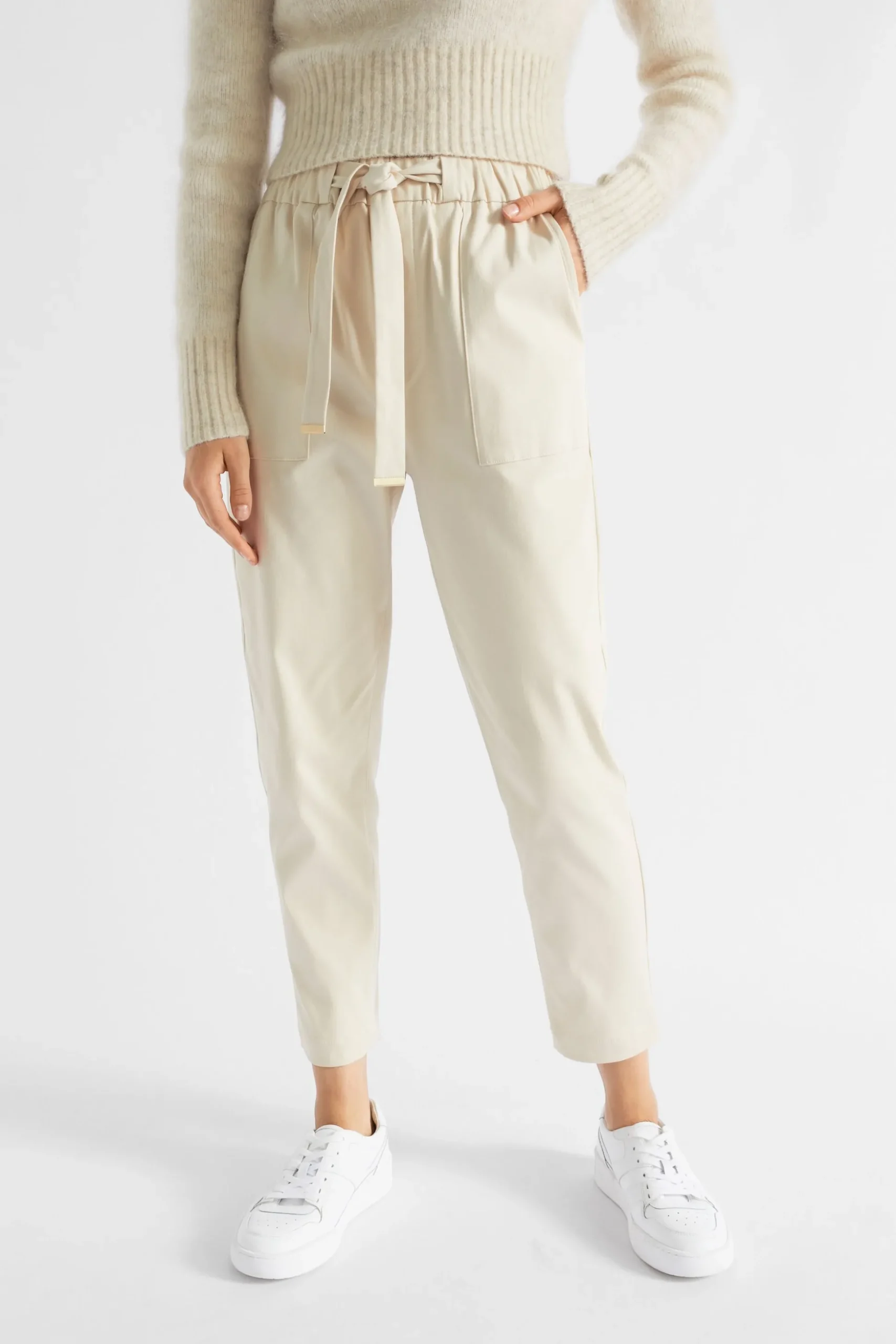 Seed Heritage Pants-Elasticated Tapered Leg Pant Vanilla Cream
