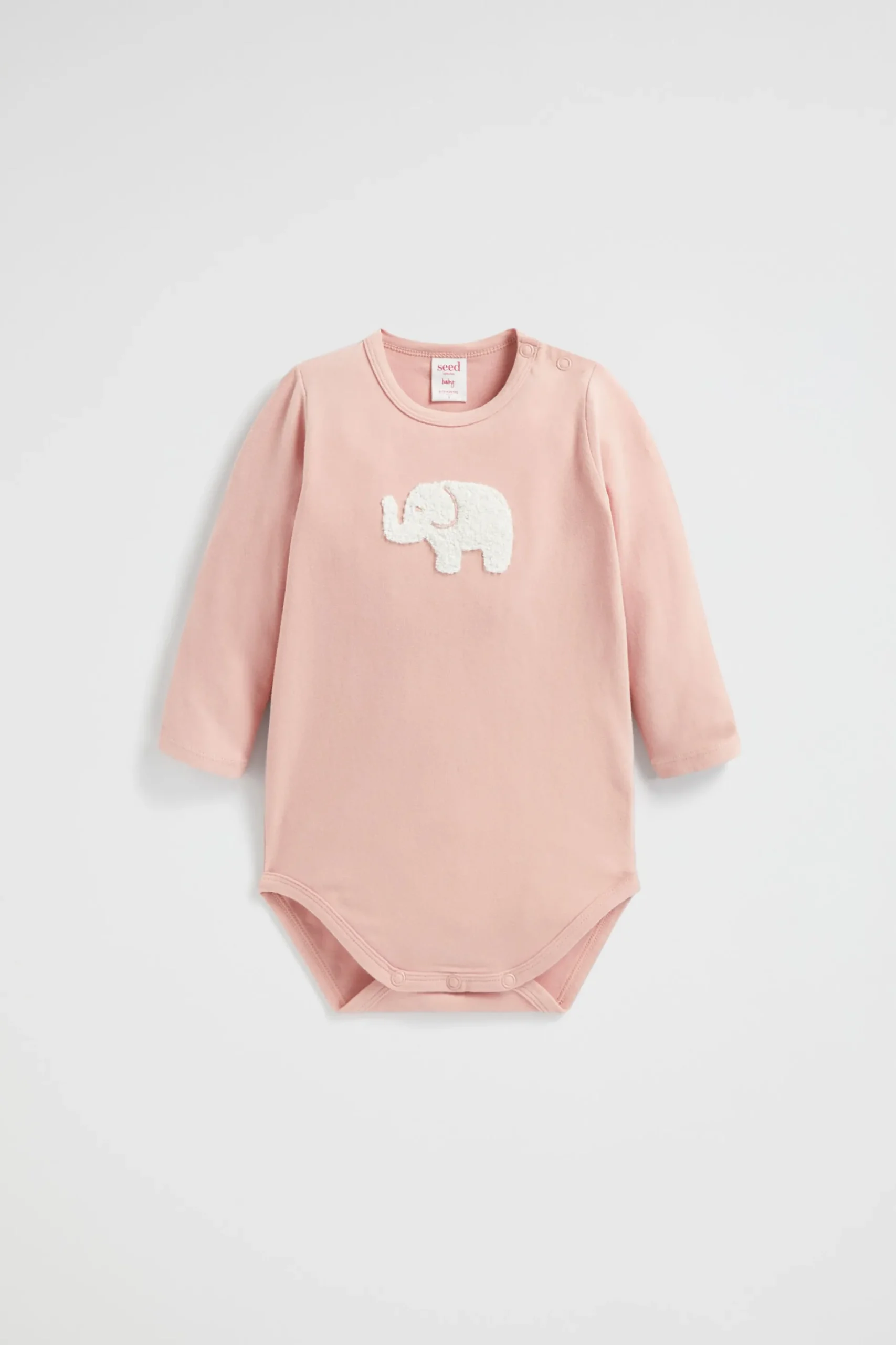 Seed Heritage Bodysuits & Onesies-Elephant Bodysuit Chalk Pink