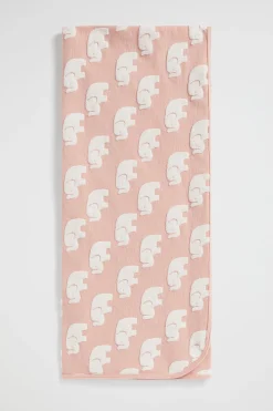 Seed Heritage Blankets-Elephant Jacquard Wrap Chalk Pink