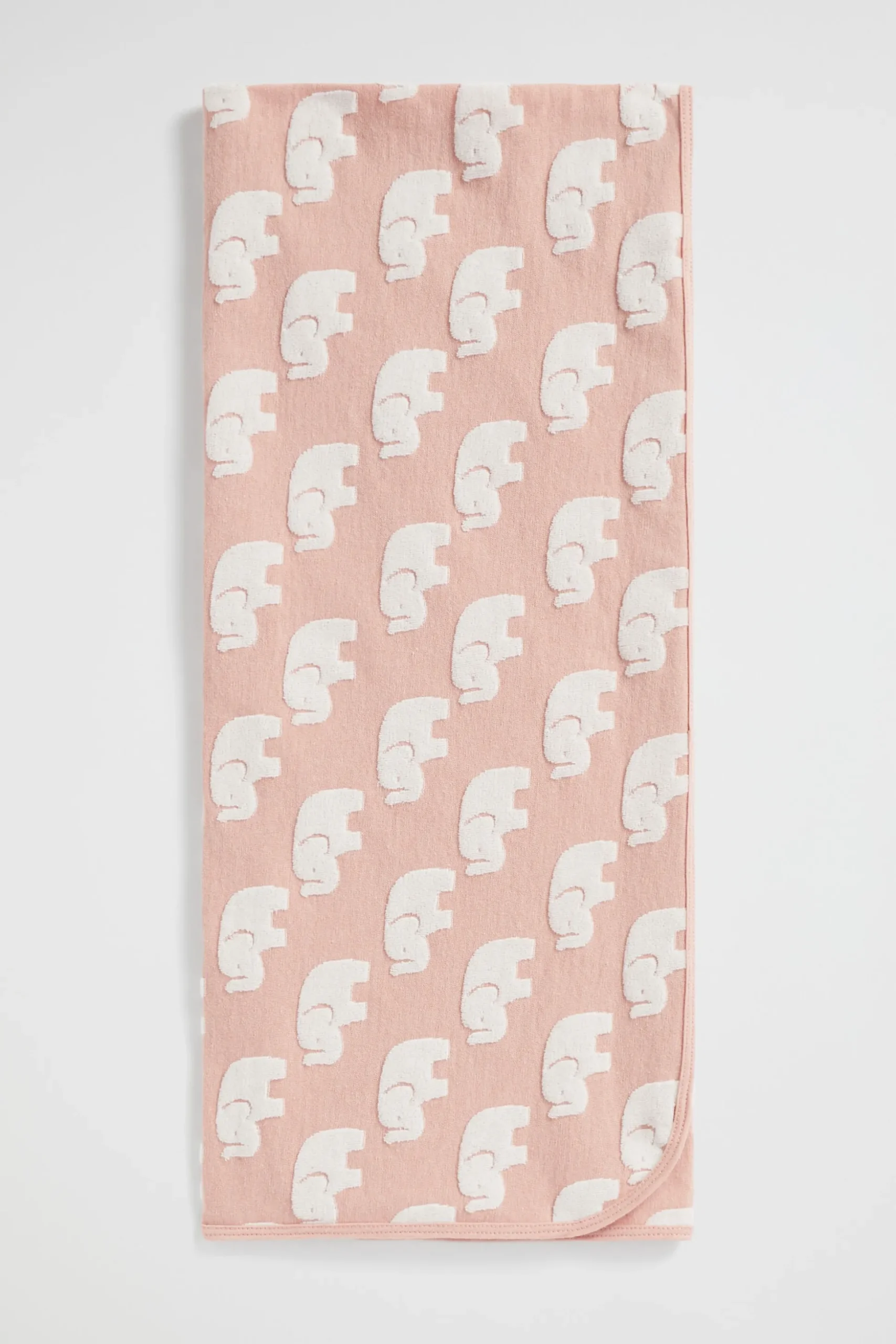 Seed Heritage Blankets-Elephant Jacquard Wrap Chalk Pink
