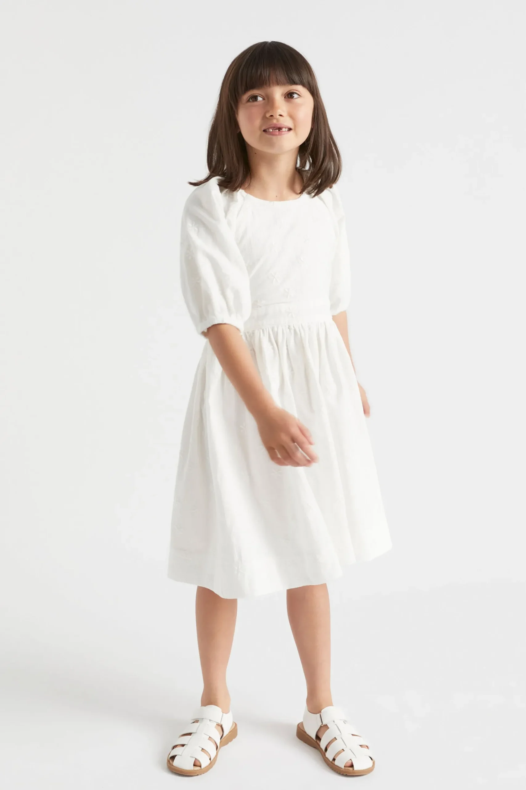 Seed Heritage Dresses-Embroidered Dress Vintage White