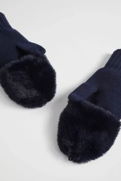 Seed Heritage Ponchos & Capes-Faux Fur Mittens Midnight Blue