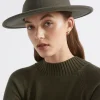 Seed Heritage Hats & Gloves-Felt Fedora Dark Fern