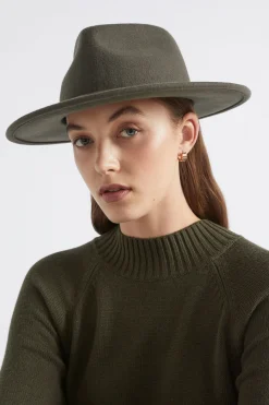 Seed Heritage Hats & Gloves-Felt Fedora Dark Fern