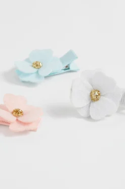 Seed Heritage Hair Accessories-Felt Flower Duck Clip Trio Multi