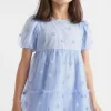 Seed Heritage Dresses-Floral Embroidered Dress Powder Blue