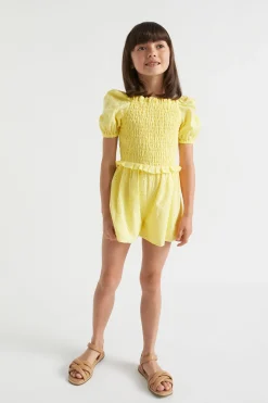 Seed Heritage Dresses-Floral Openwork Playsuit Sunshine
