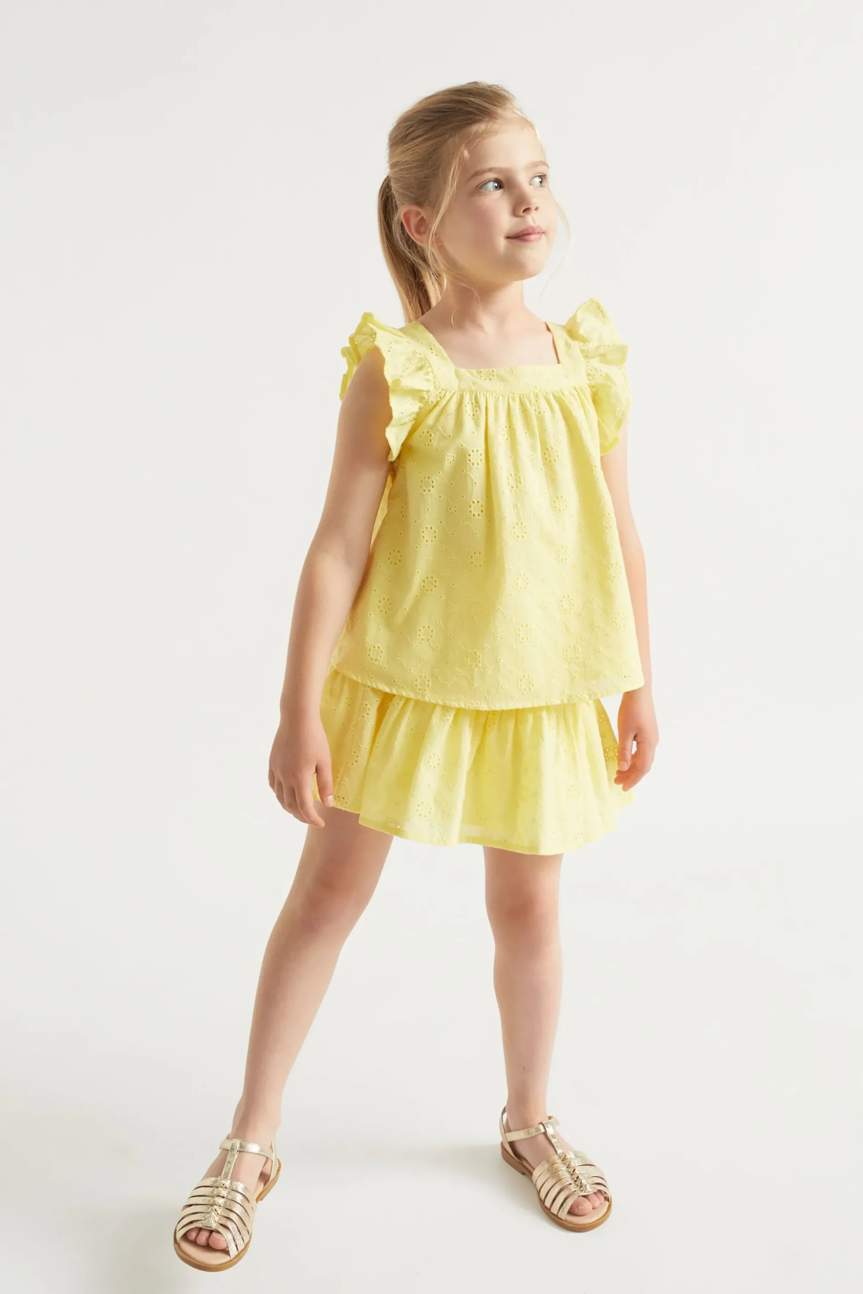 Seed Heritage T-Shirts & Tops-Floral Openwork Top Sunshine