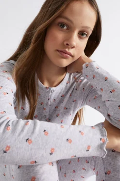 Seed Heritage Pyjamas & Sleepwear-Floral Rib Pj Cloud