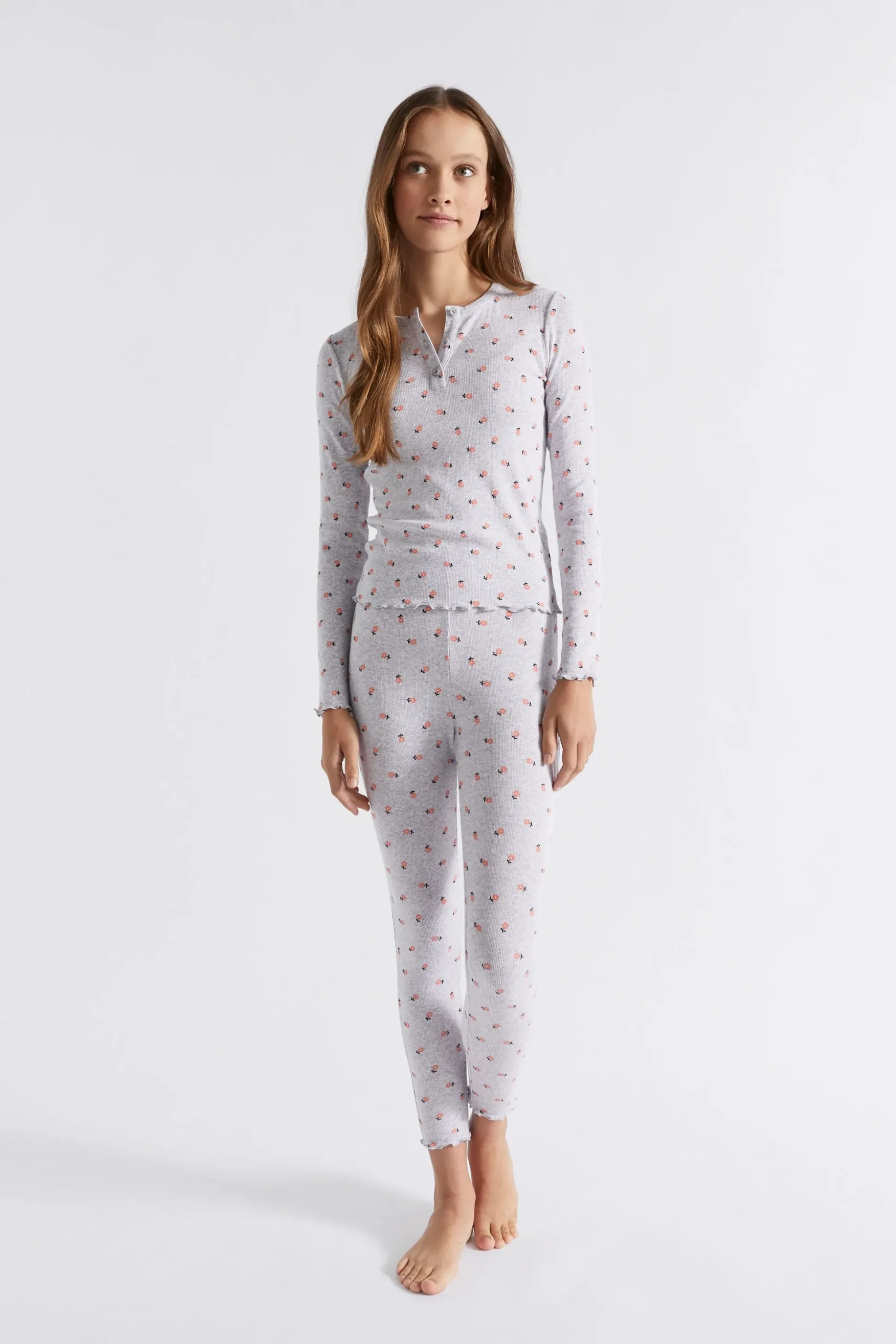 Seed Heritage Pyjamas & Sleepwear-Floral Rib Pj Cloud