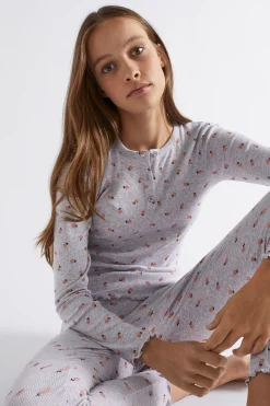 Seed Heritage Pyjamas & Sleepwear-Floral Rib Pj Cloud