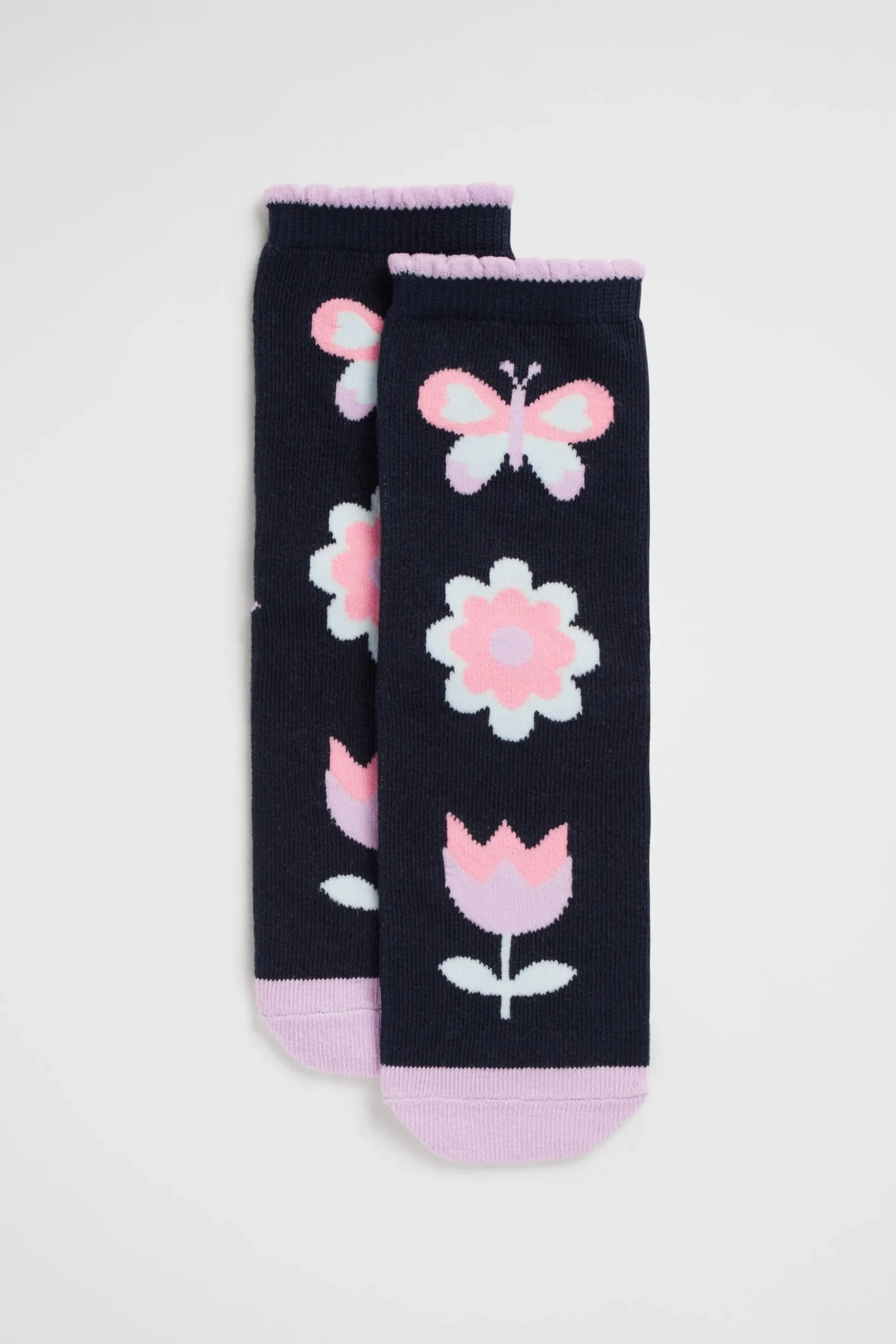 Seed Heritage Socks-Flower Sock Navy