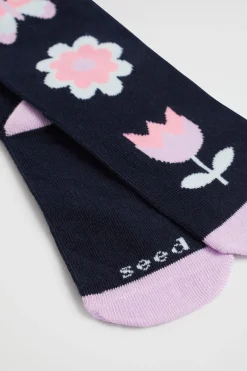Seed Heritage Socks-Flower Sock Navy