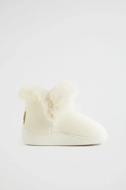 Seed Heritage Slippers-Fluffy House Boot Beige