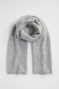 Seed Heritage Scarves & Kaftans-Fluffy Rib Knit Scarf Grey Marle