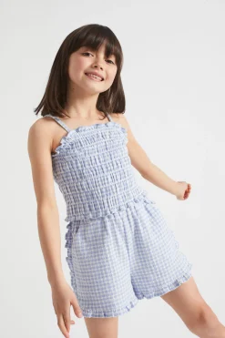 Seed Heritage Shorts-Frill Gingham Short Blue Iris