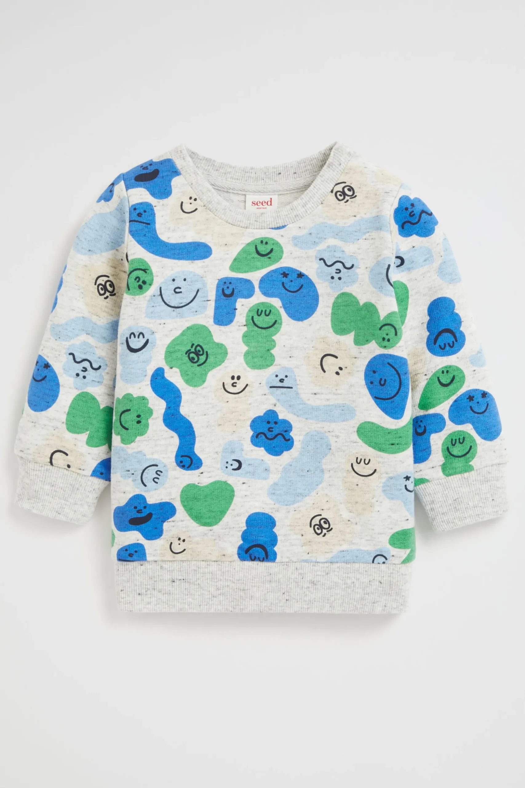 Seed Heritage T-Shirts & Tops-Funny Faces Sweat Cloudy Marle