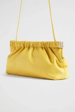 Seed Heritage Leather Bags-Gathered Leather Clutch Gold Amber