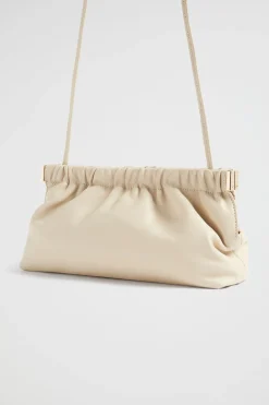 Seed Heritage Leather Bags-Gathered Leather Clutch Stone