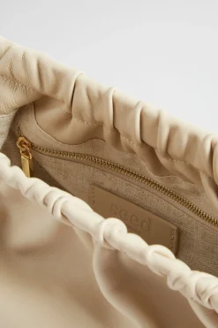 Seed Heritage Leather Bags-Gathered Leather Clutch Stone