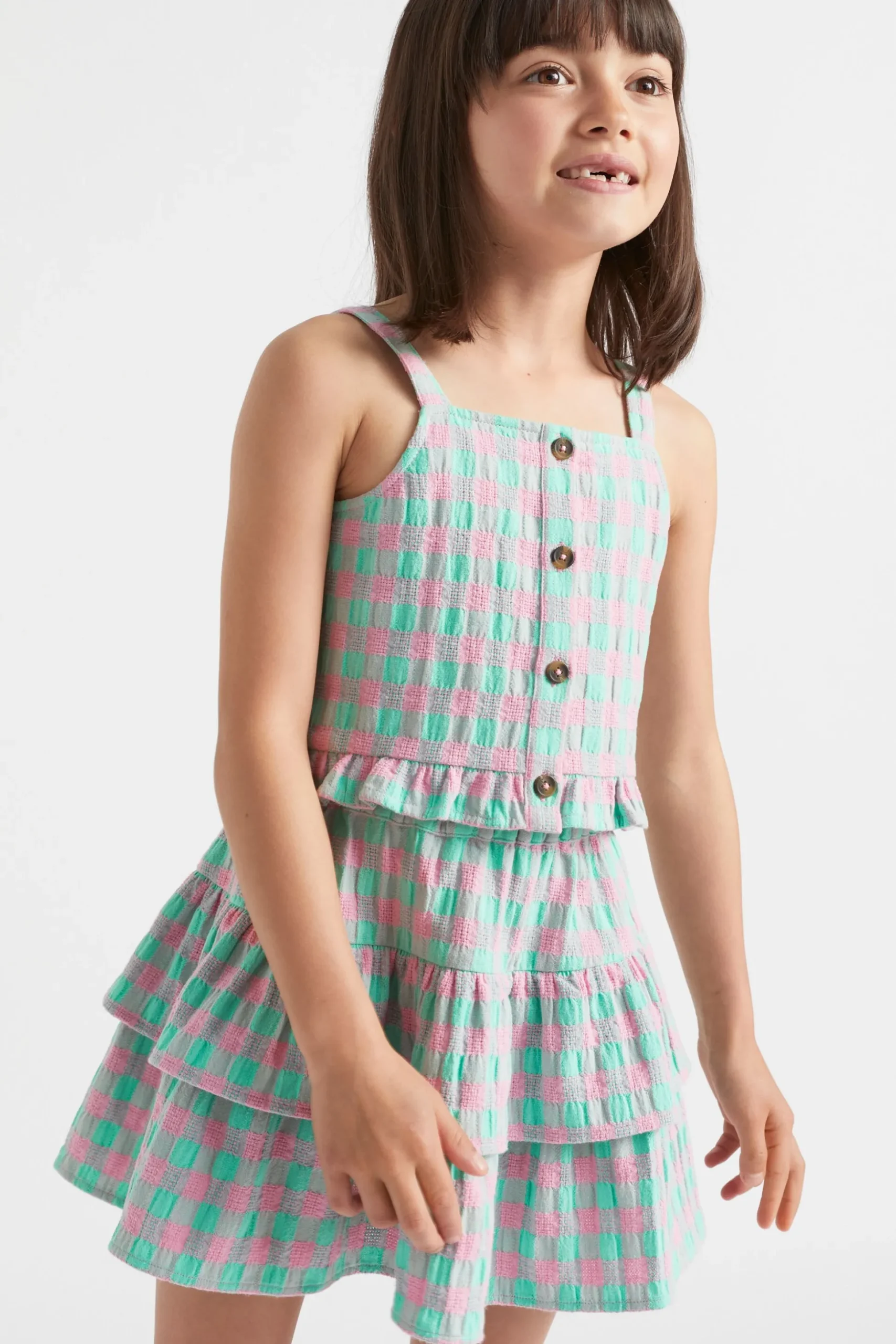 Seed Heritage T-Shirts & Tops-Gingham Cami Candy Pink