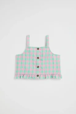 Seed Heritage T-Shirts & Tops-Gingham Cami Candy Pink