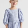 Seed Heritage Dresses-Gingham Dress Blue Iris