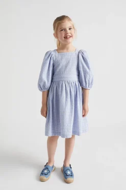Seed Heritage Dresses-Gingham Dress Blue Iris
