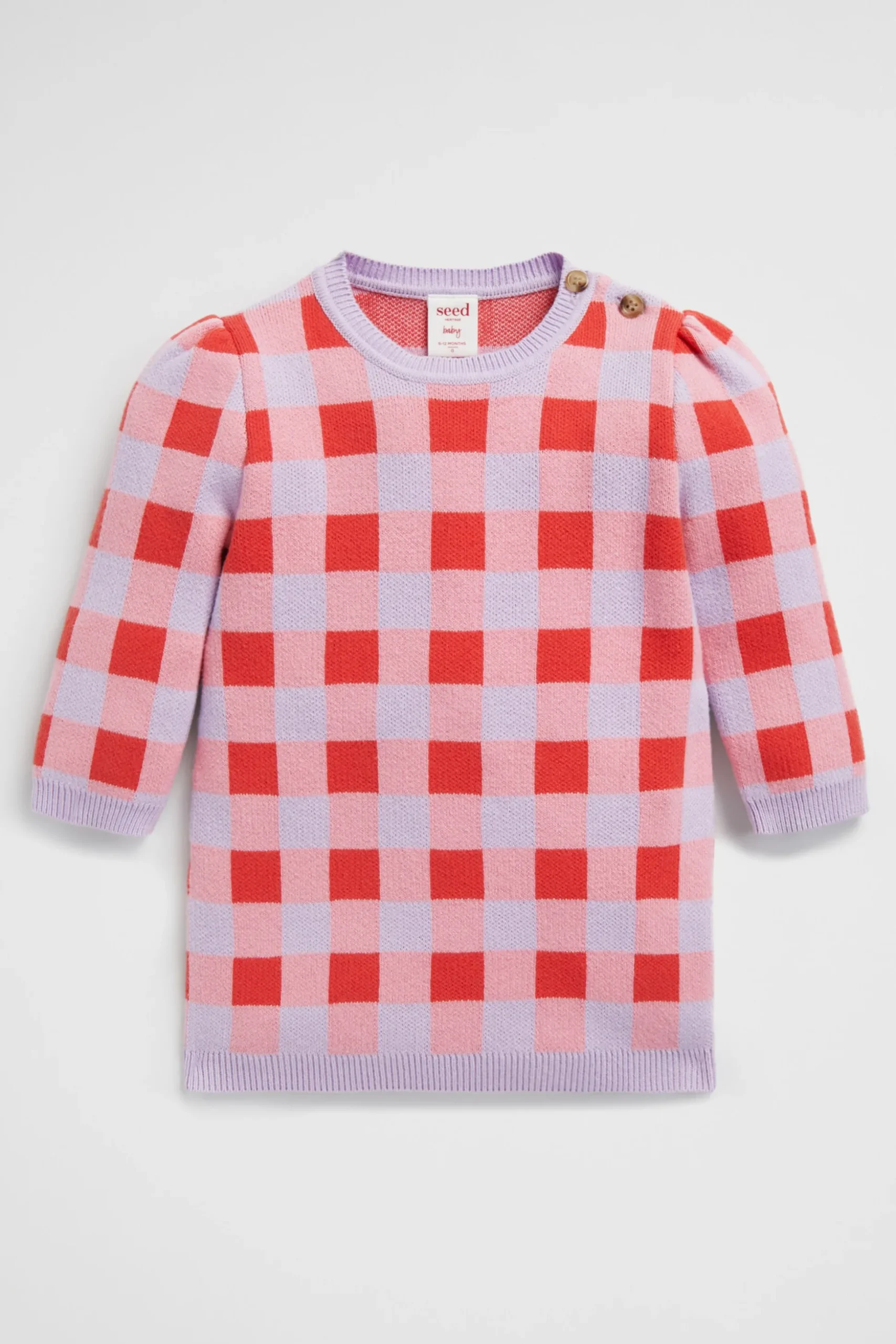 Seed Heritage Knitwear & Sweaters-Gingham Knit Dress Orchid